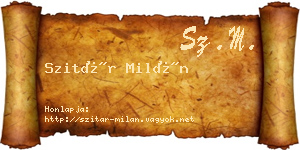Szitár Milán névjegykártya