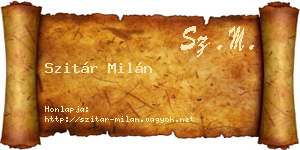 Szitár Milán névjegykártya